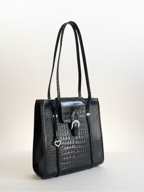🖤 Brighton Embossed Croc Leather Tote – NWT – Western Buckle Glam